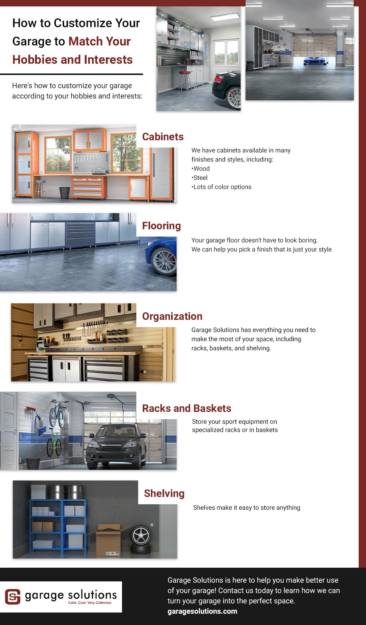infographic about ways to organize your garage with help from garage solutions