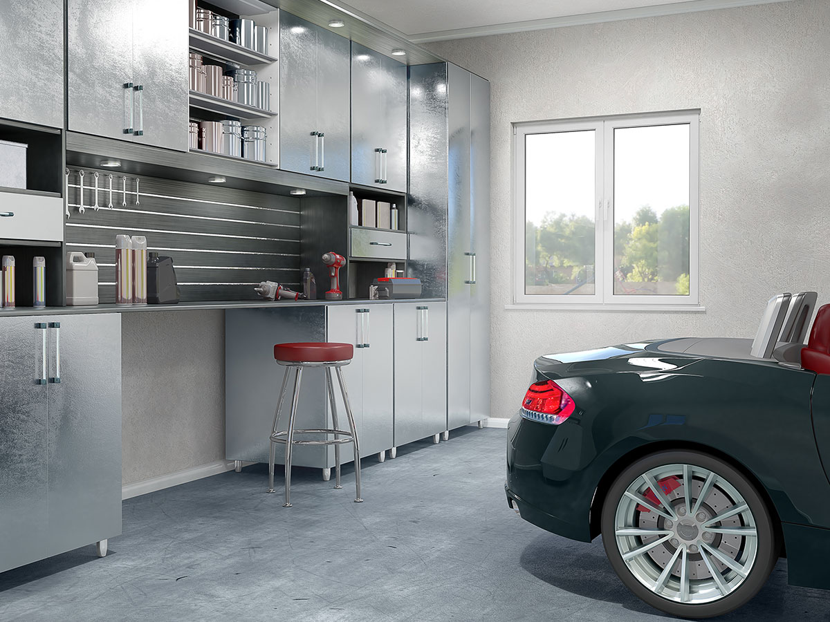 tidy garage with nice flooring