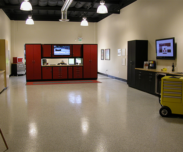 Image of red custom garage cabinets from Beautiful Garage in San Fransico.